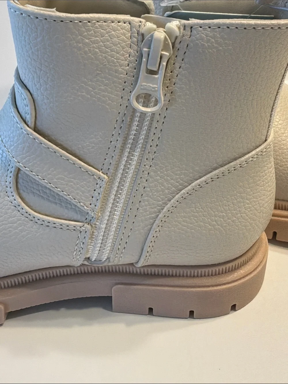 Cat & Jack Toddler Girl Evie Buckle Moto Cream Boots